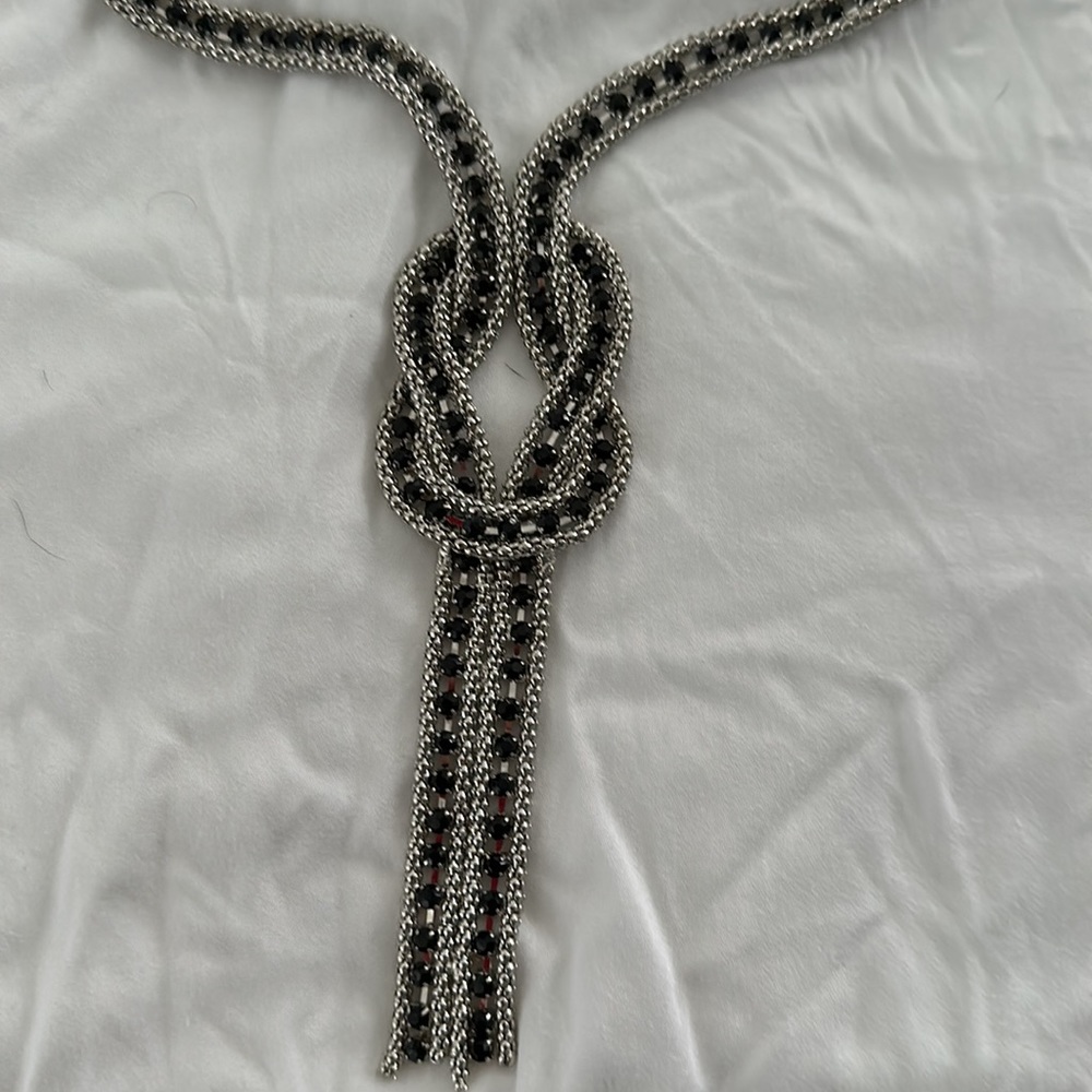 Silver And Black Statement Necklace - image 1